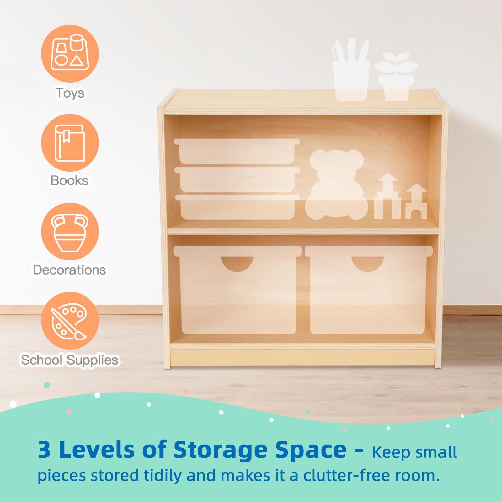 Montessori Wooden Storage Shelf for Kids