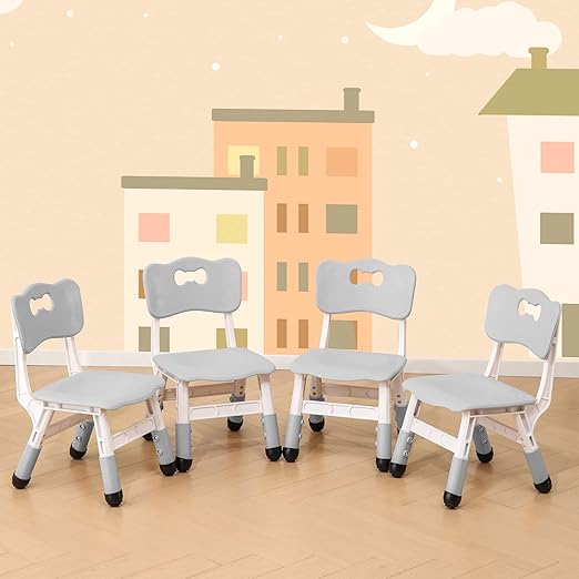 4 Piece Kids Chair Set 3 Levels Adjustable Stackable Kids Chairs Ideal