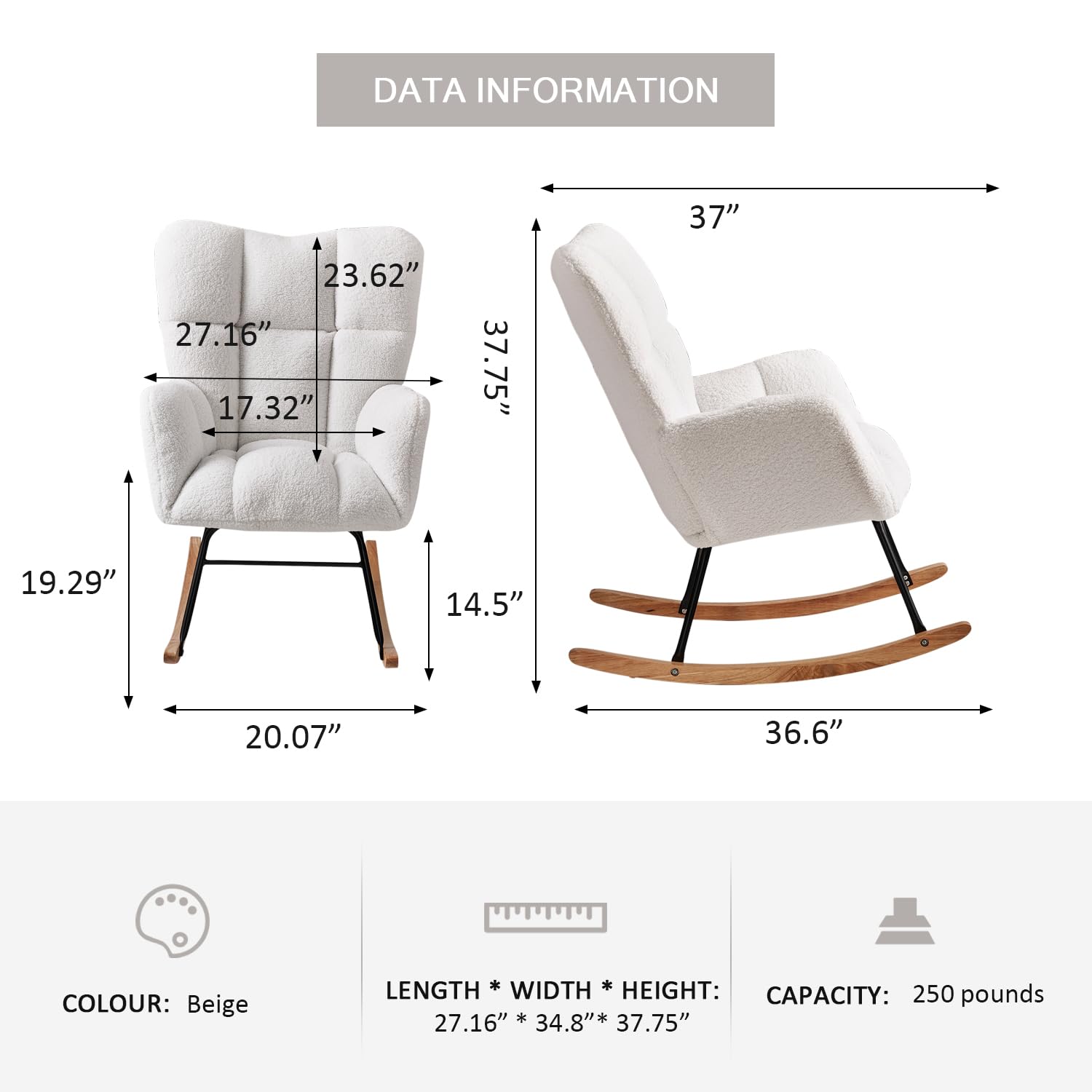 Teddy Upholstered Nursery Glider Rocking Chair