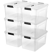 19 Quart Plastic Storage Bins with Lids, 6-Pack Stackable Clear Storage Organizing Box