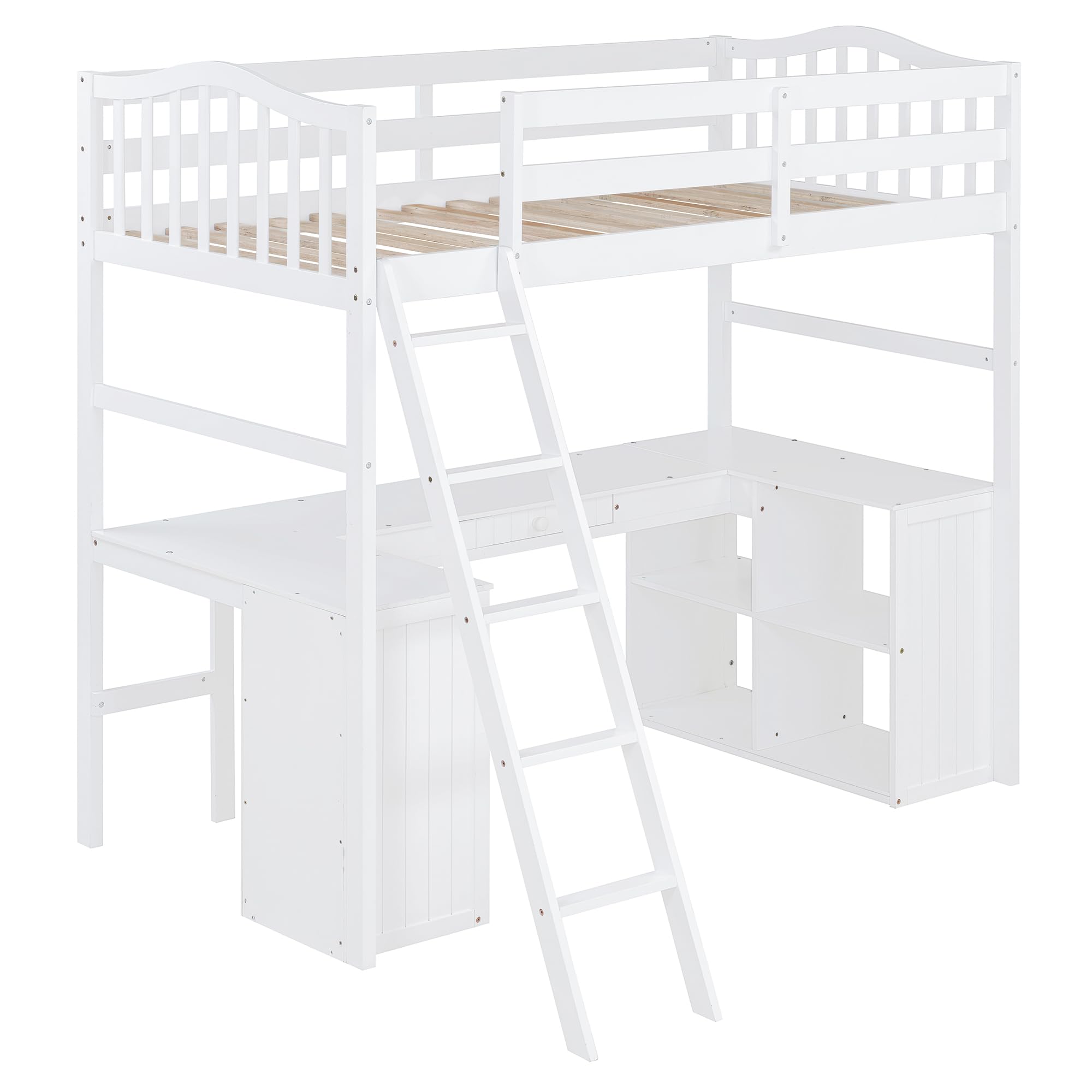 Twin Loft Bed with Desk and Storage