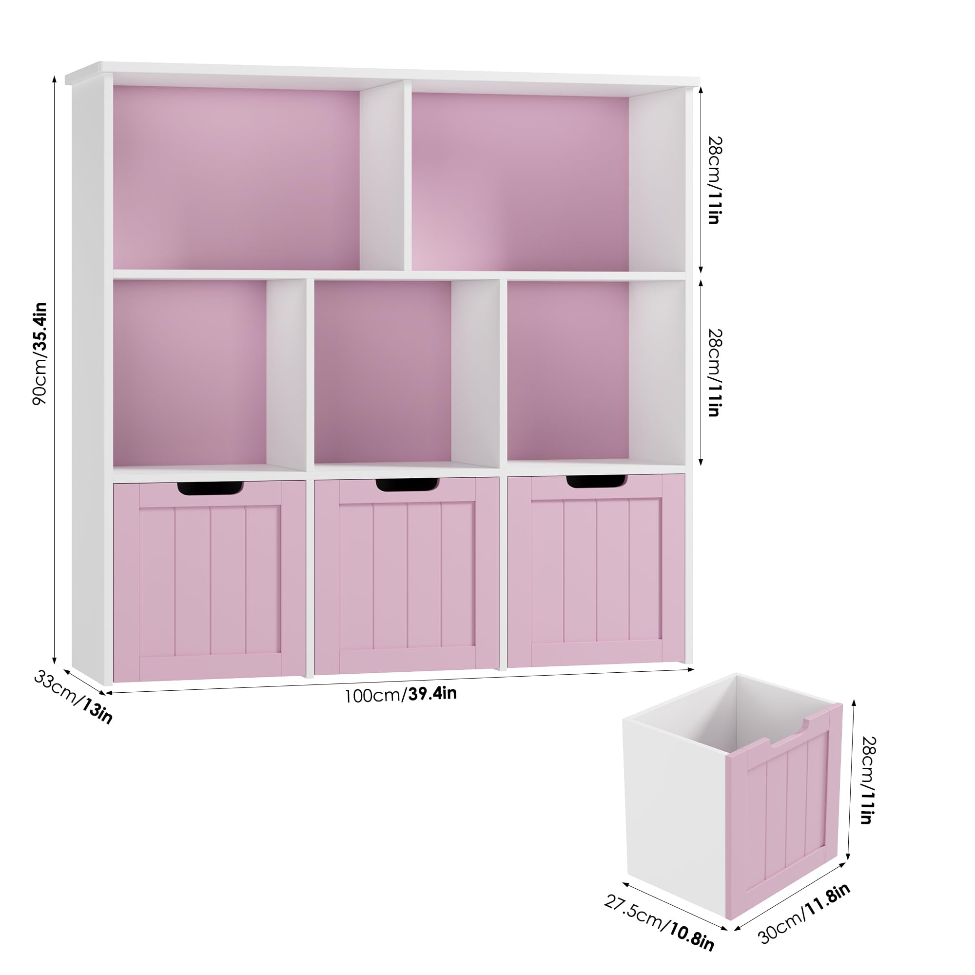 Toy Storage Organizer with 3 Movable Drawers, Floor Storage Cabinet