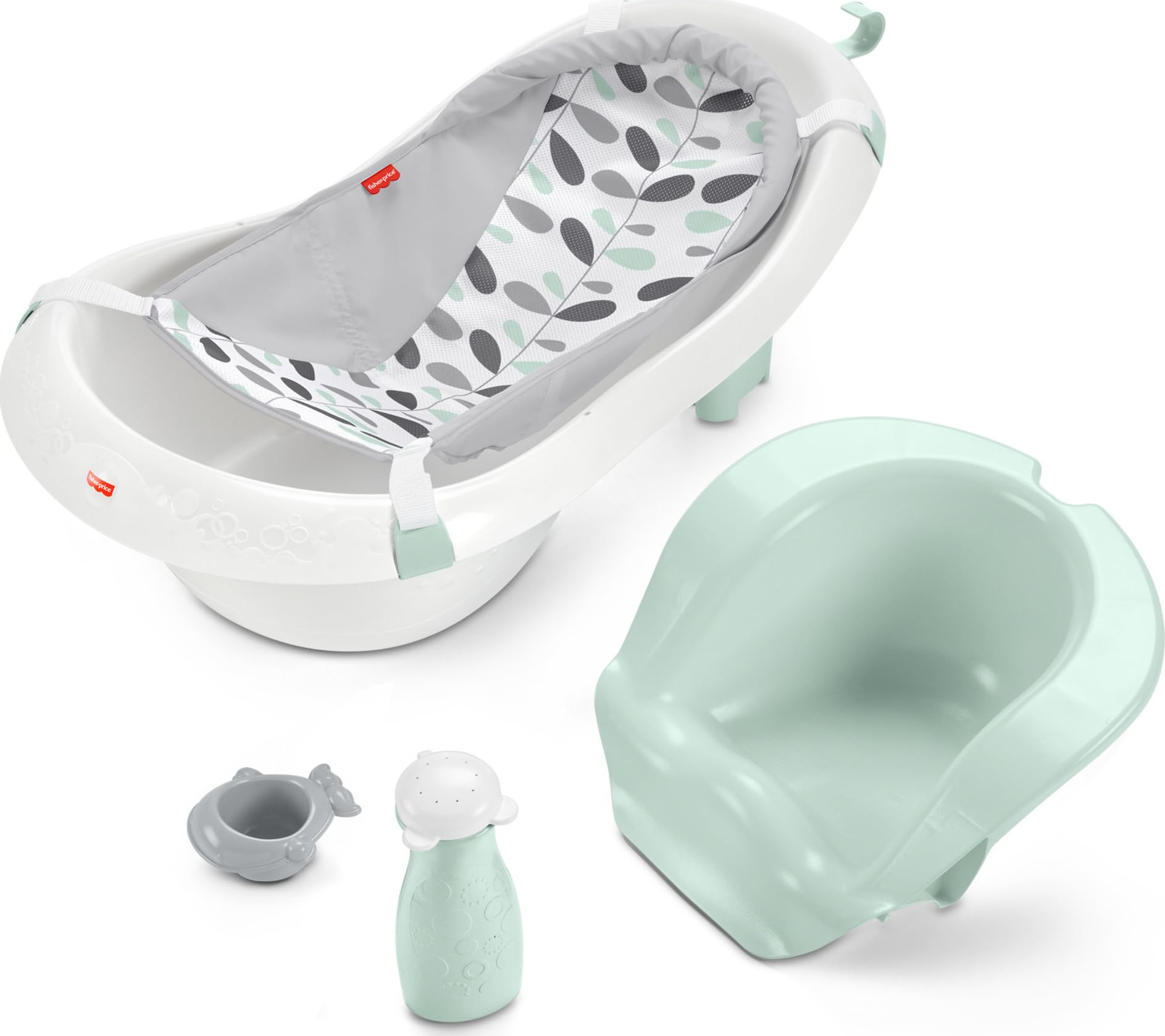 4-in-1 Convertible Baby Bath Tub with Mesh Sling and Infant Support