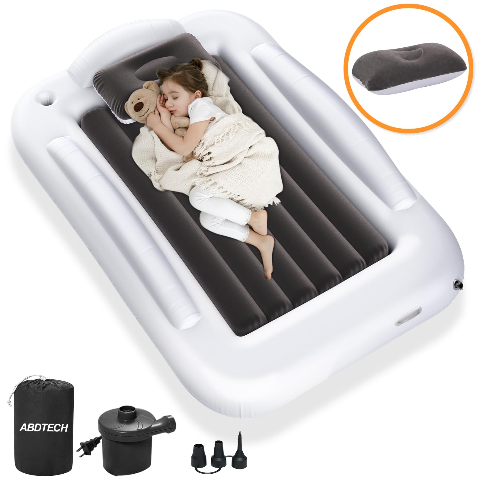 Abdtech Inflatable Toddler Travel Bed - Portable Toddler Kids Travel