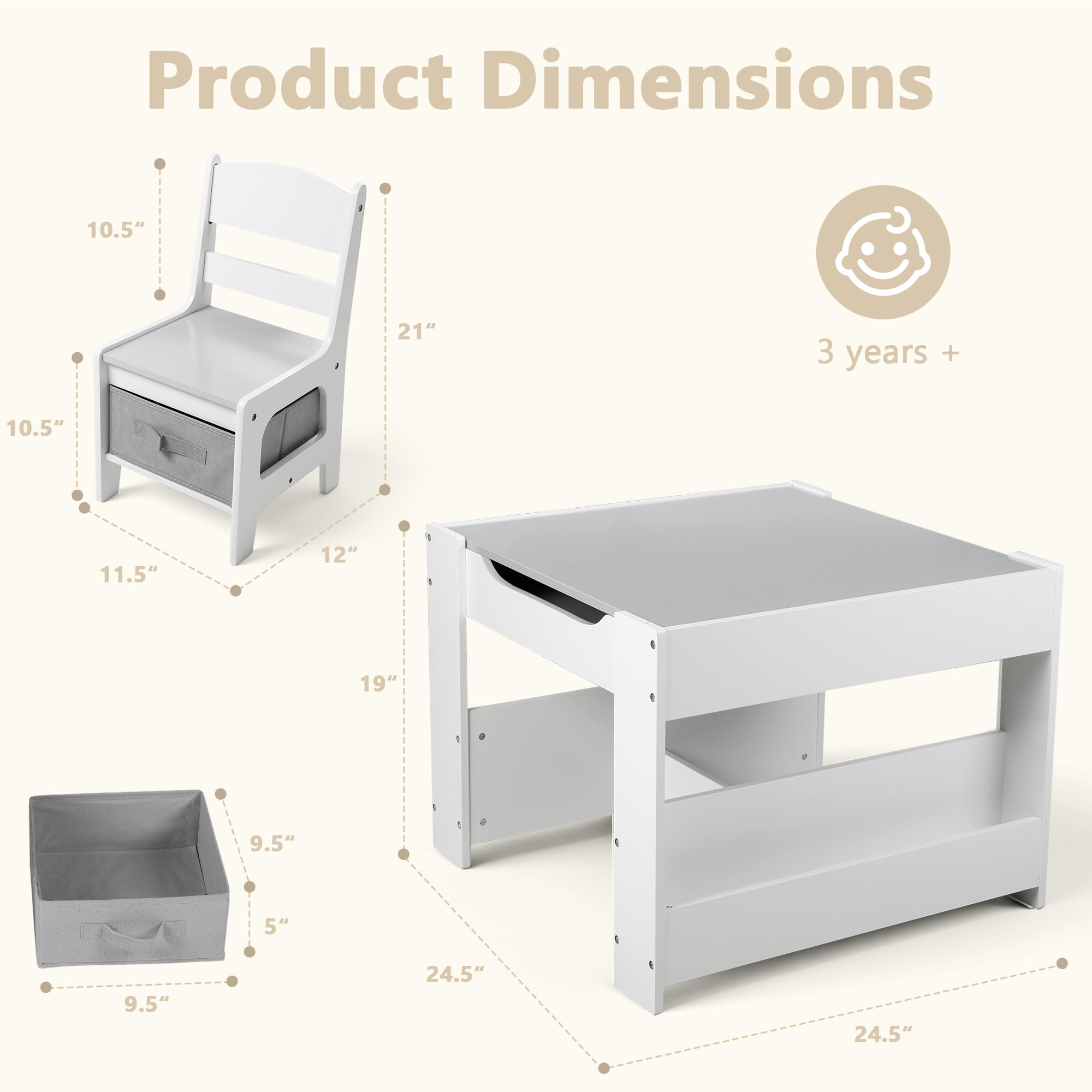 4-in-1 Kids Activity Table and Chairs Set