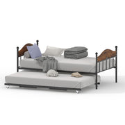 Daybed with Trundle, Metal Twin Size Day Bed