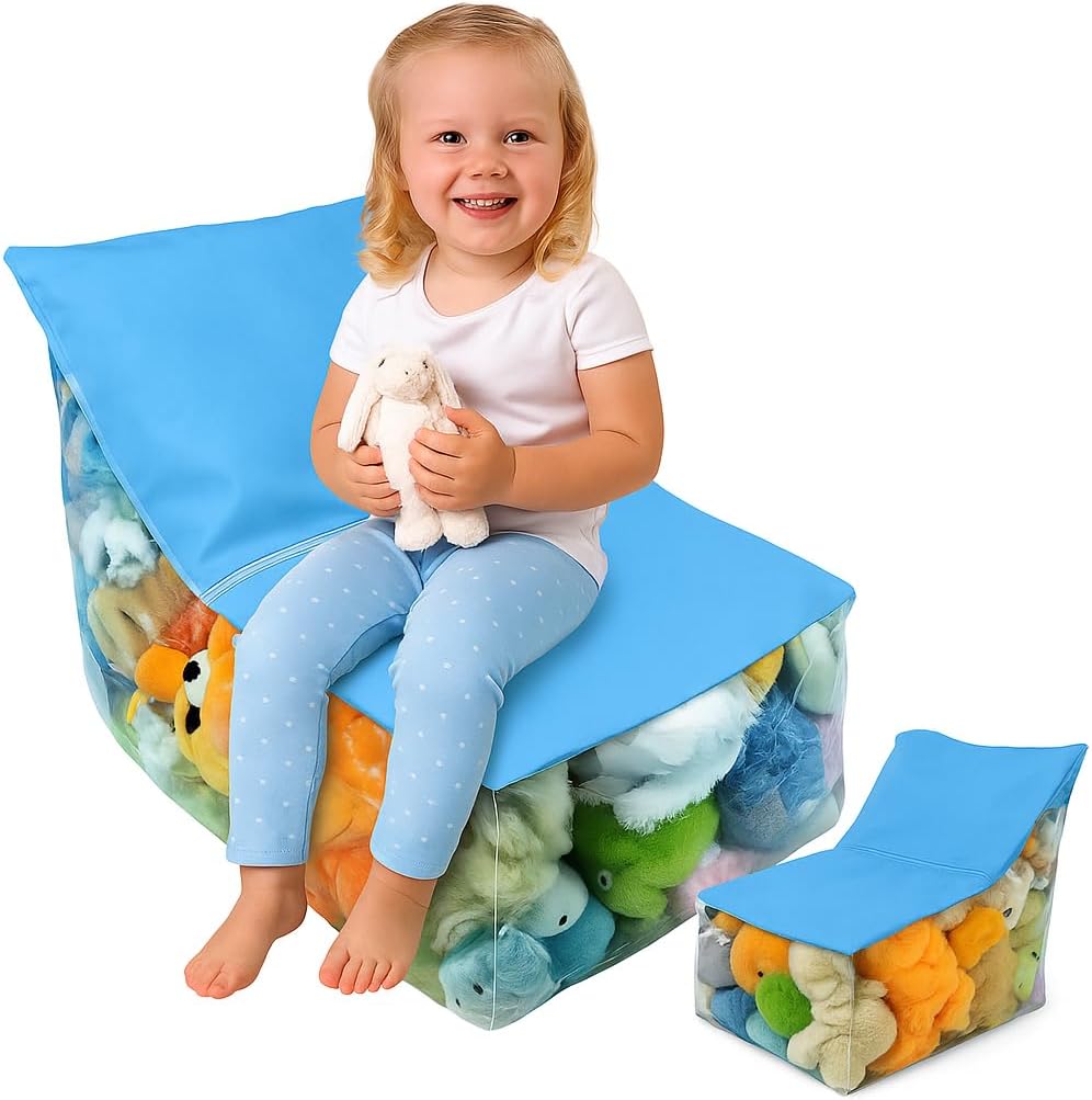 Stuffed Animal Storage Chair – Clear Bean Bag for Stuffed Animals