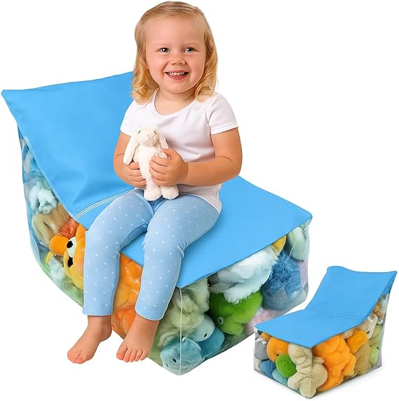 Stuffed Animal Storage Chair – Clear Bean Bag for Stuffed Animals