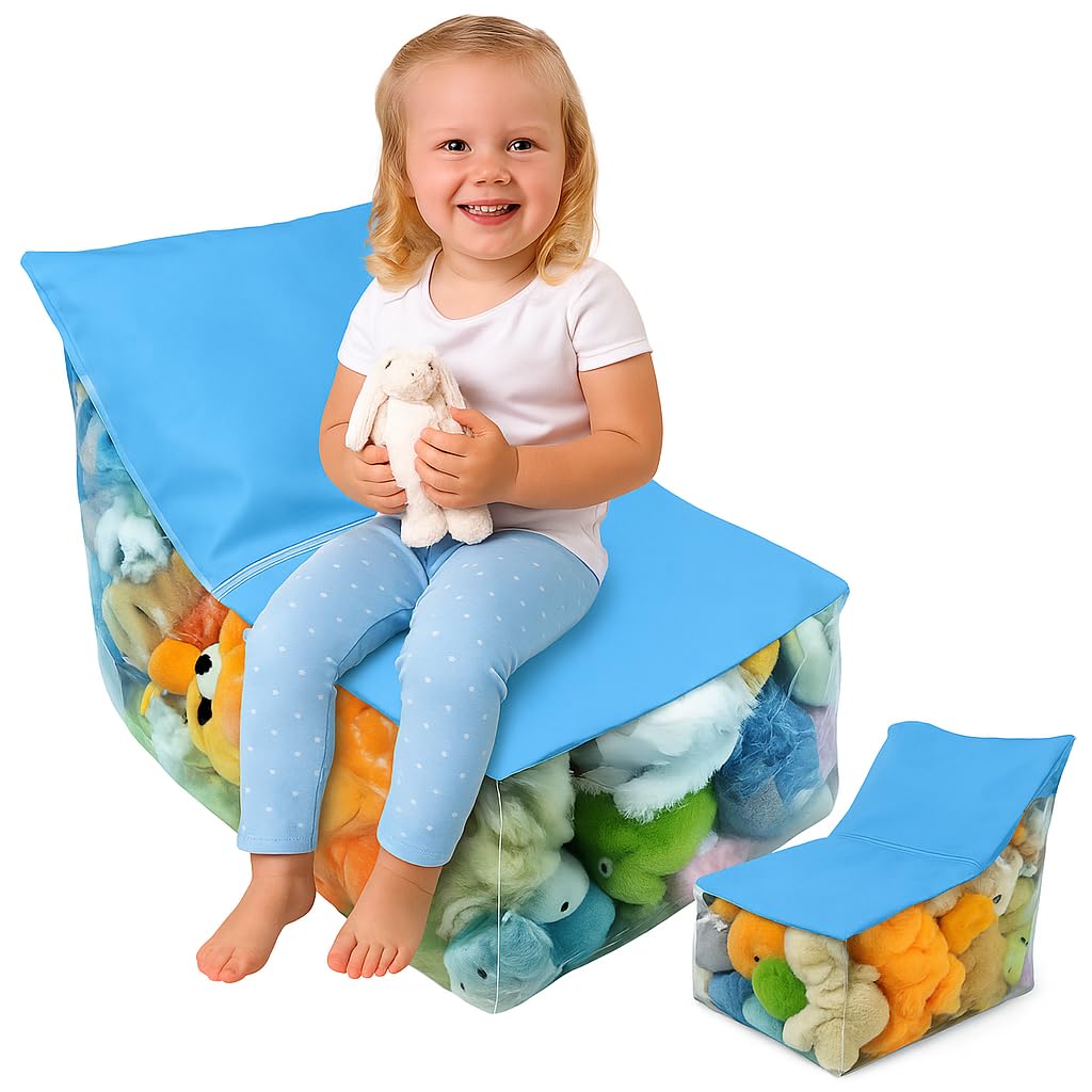 Stuffed Animal Storage Chair Bean Bag with Clear Window