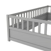 Twin Size Floor Bed with High Fence and Door
