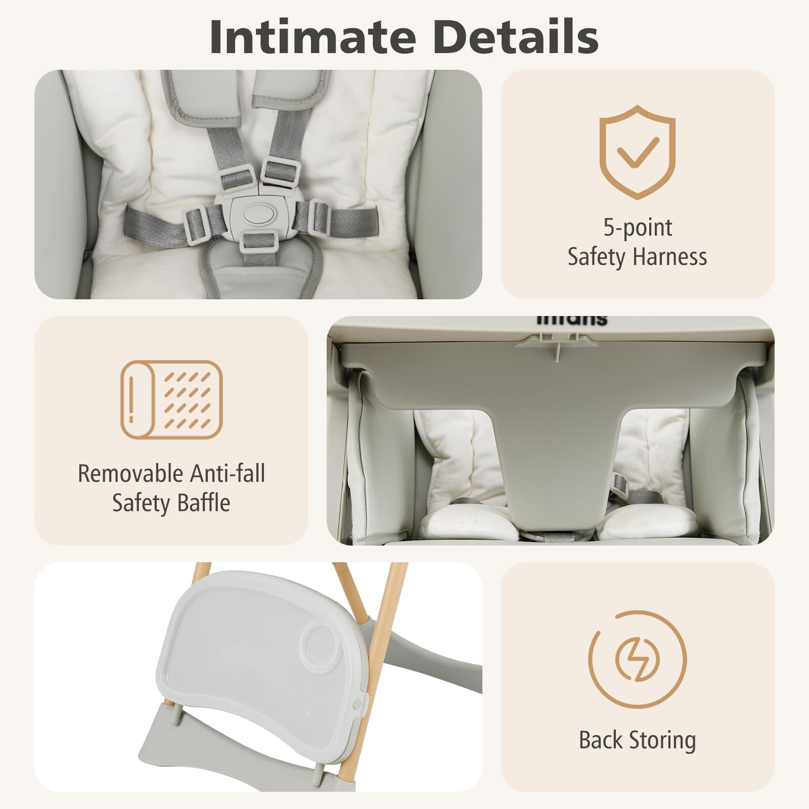 Adjustable Folding High Chair with Removable Tray and Reclining Seat
