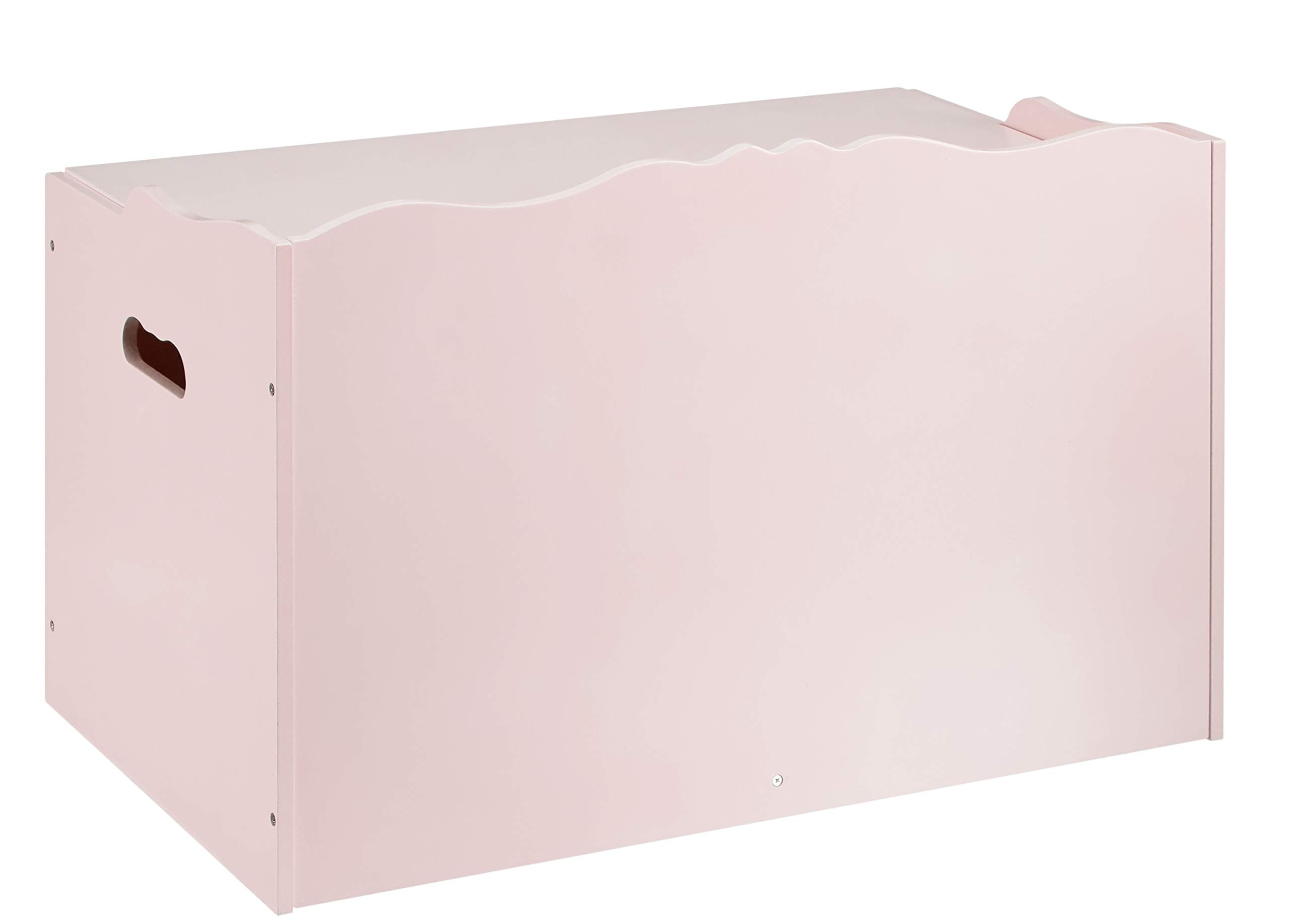 Wooden Toy Storage Chest with Safety Lid - Pink