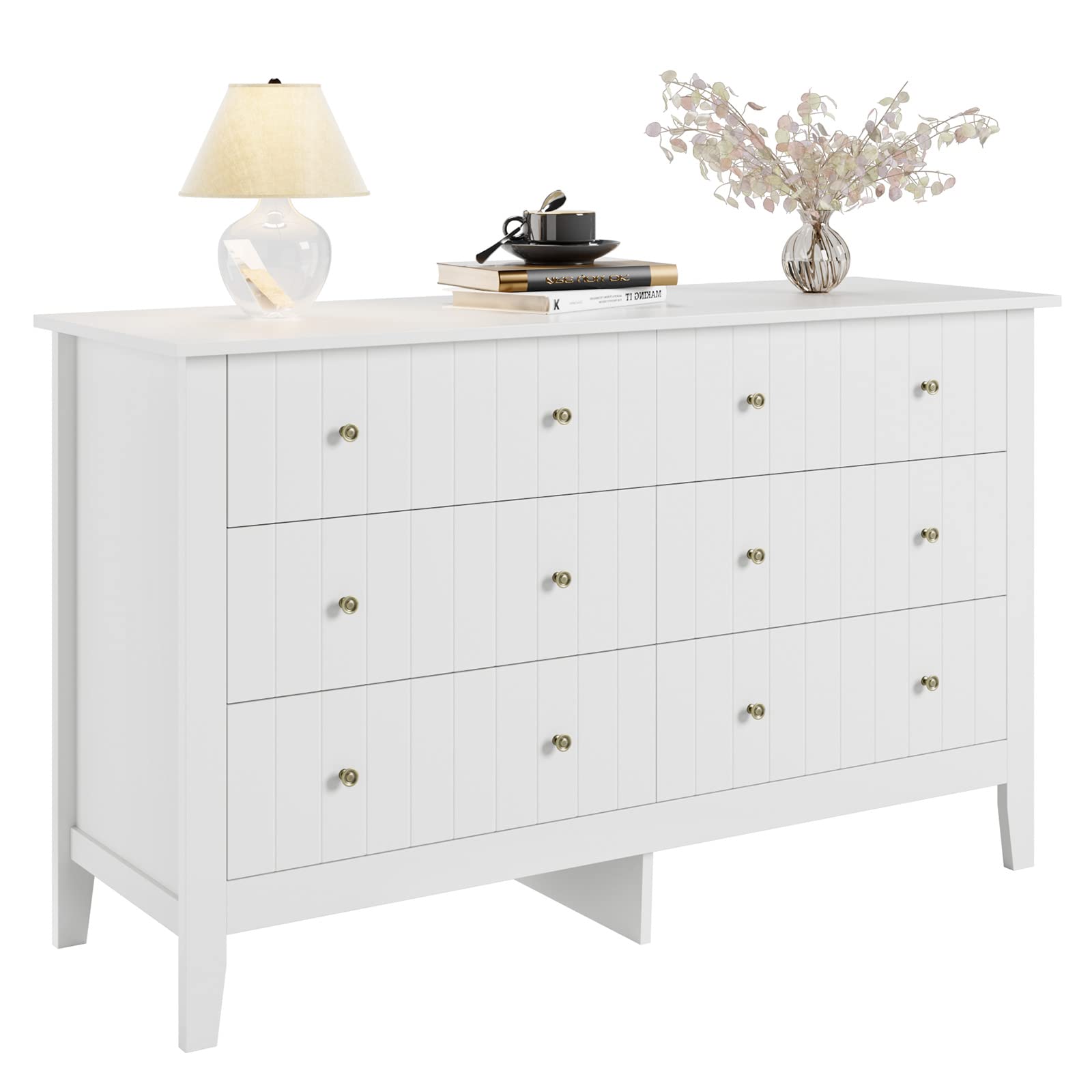 6 Drawer White Dresser with Deep Storage