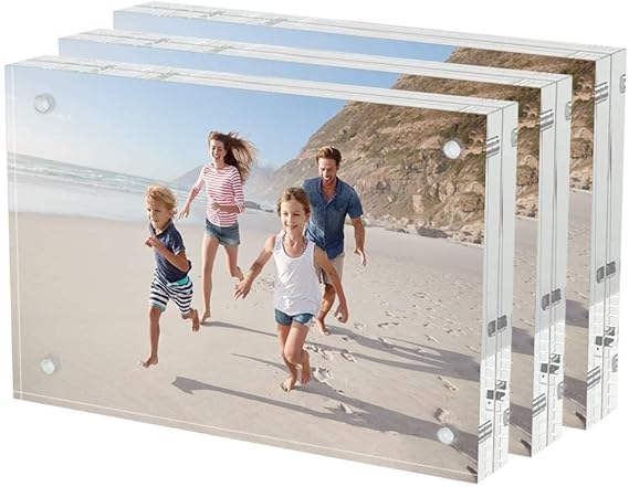 4x4 Acrylic Picture Frames 3 Pack, 20% Thicker Block
