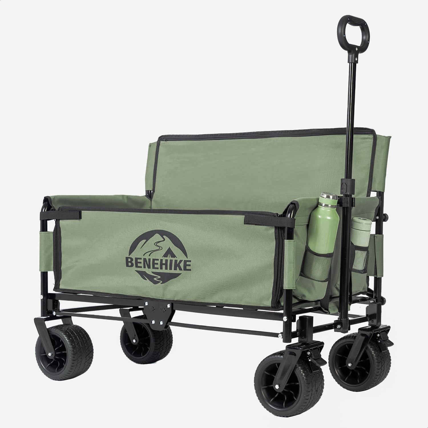 3-in-1 Large Collapsible Folding Wagon, BENEHIKE Foldable Beach Wagon