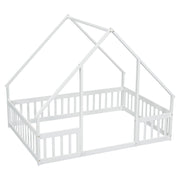 Full Size Montessori Floor Bed with Fence