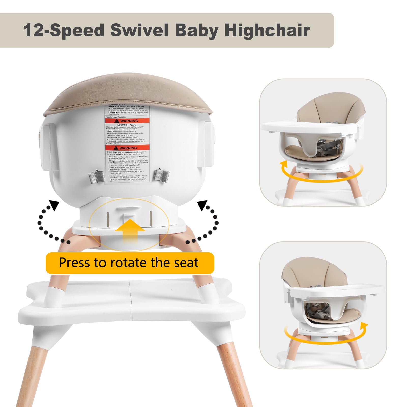 Baby High Chair, 7 in 1 Convertible High Chairs for Babies and Toddlers, Kids Learning