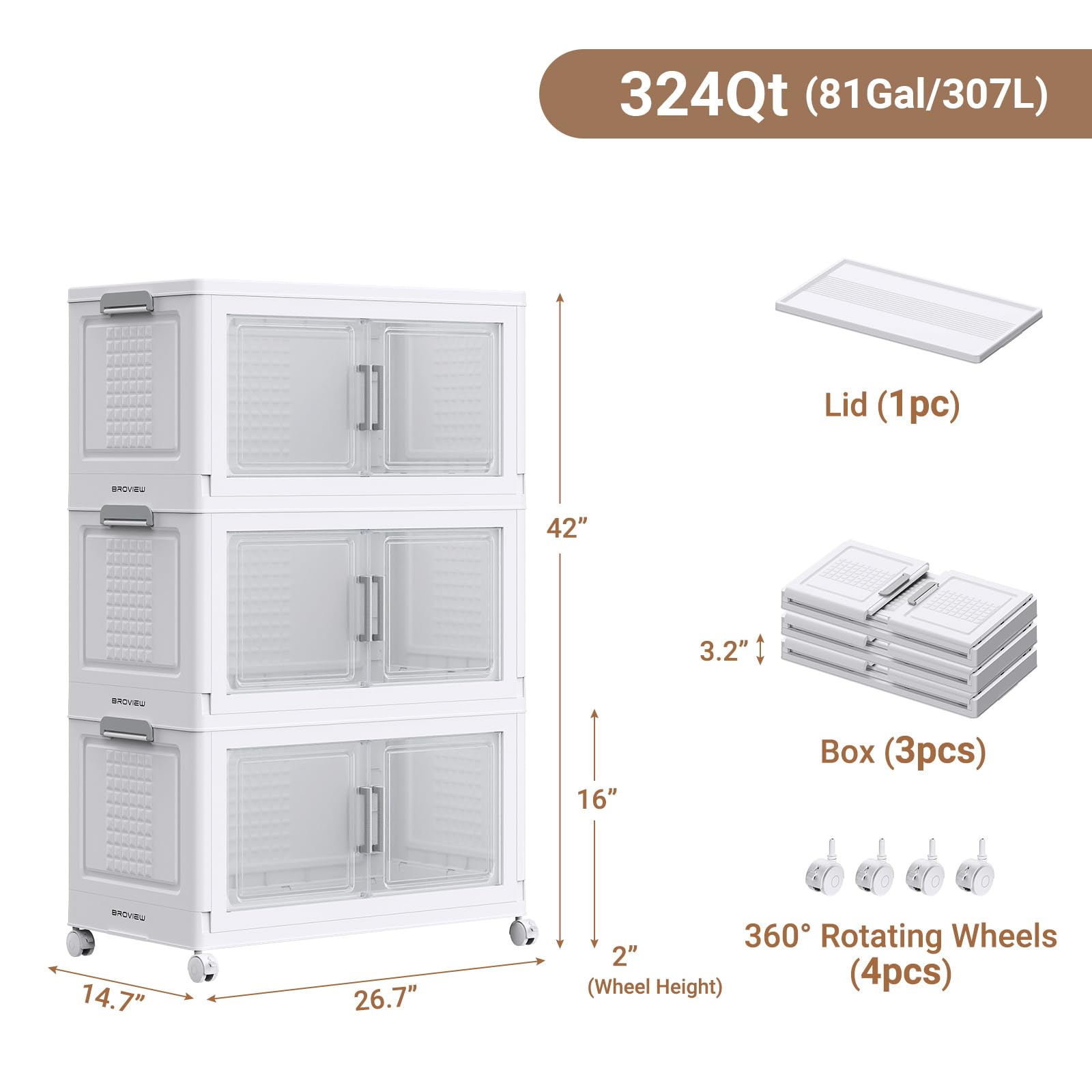 Large Stackable Storage Bins with Wheels and Doors