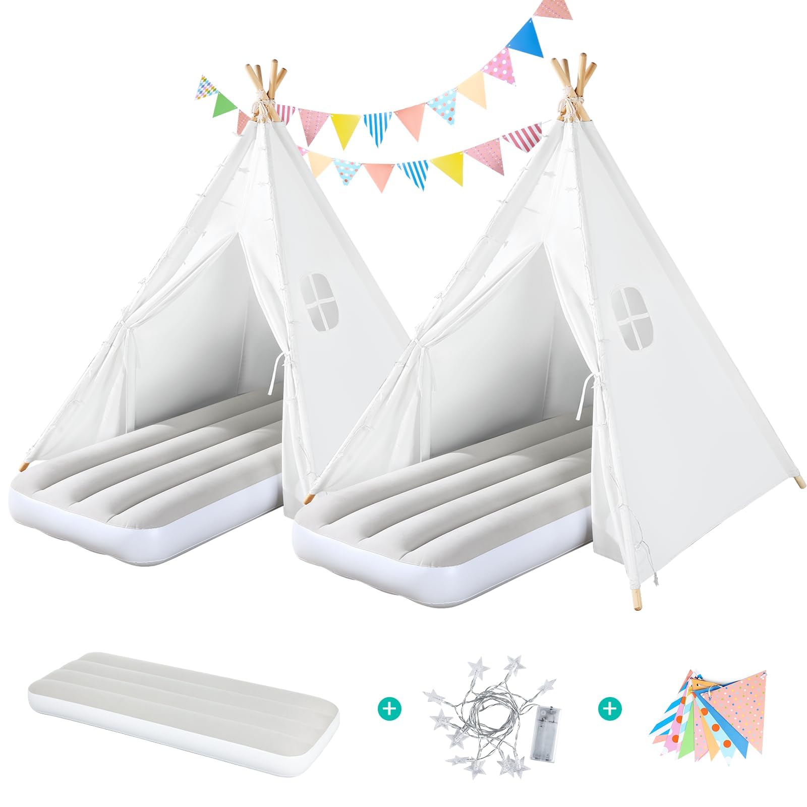 Kids Teepee Play Tent with Inflatable Airbed and Carry Case