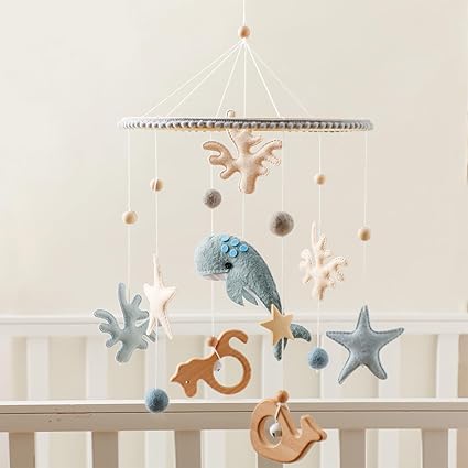 Baby Mobile for Crib Bear Cloud Crib Mobile Handmade Furry Nursery Mobile