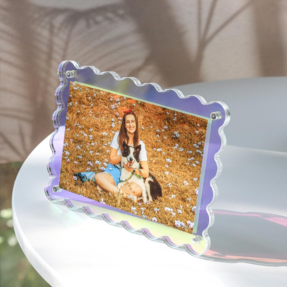 4x6 Picture Frames Scalloped Iridescent Acrylic Magnetic Photo Frames