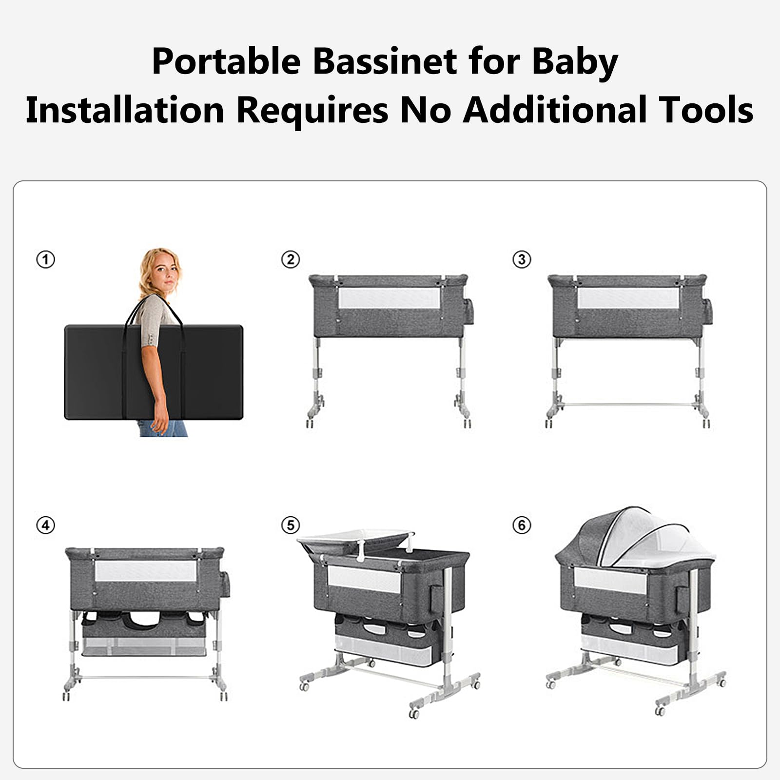 Baby Bassinet Bedside Sleeper with Diaper Changing Station