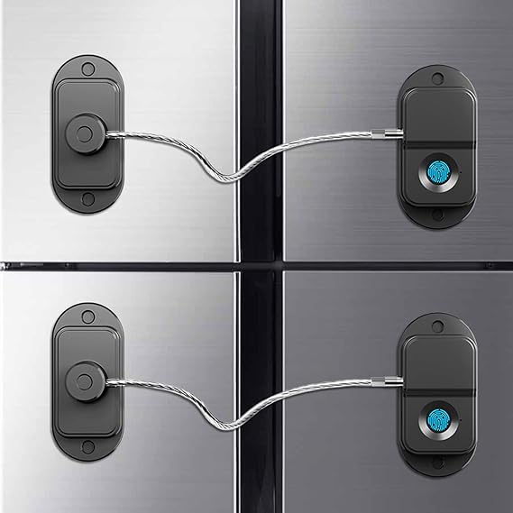Fingerprint Fridge Lock (2 Pack),Refrigerator Lock with Fingerprint