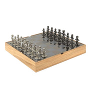Exquisite Chess Set Wooden Chess Metal Chess Board with Chess Piece Inner Slot Chess