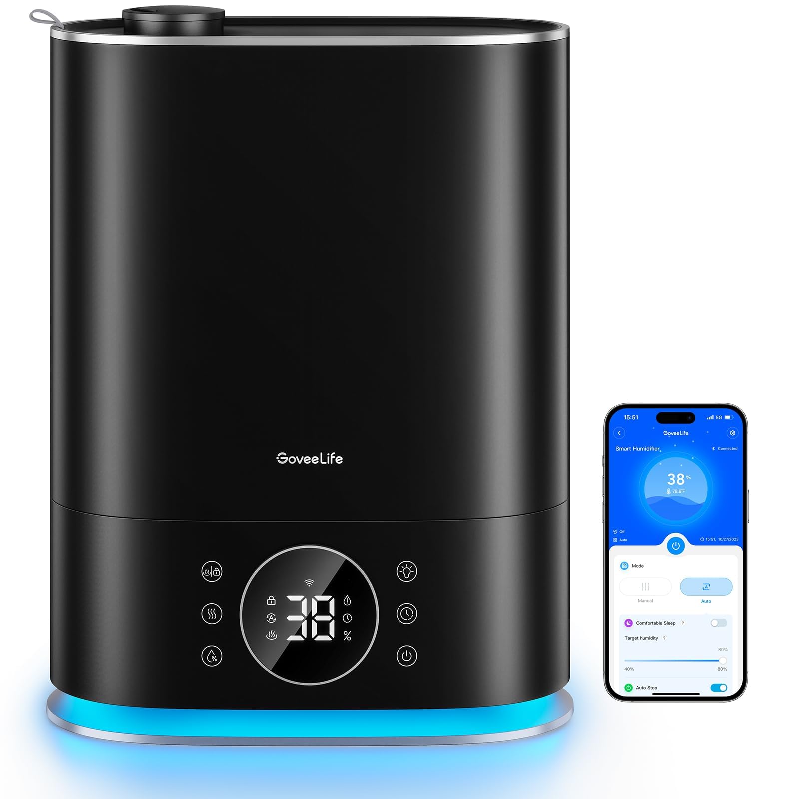 7L Humidifiers for Bedroom, Smart Top-Fill Cool & Warm Mist Humidifier Large Room