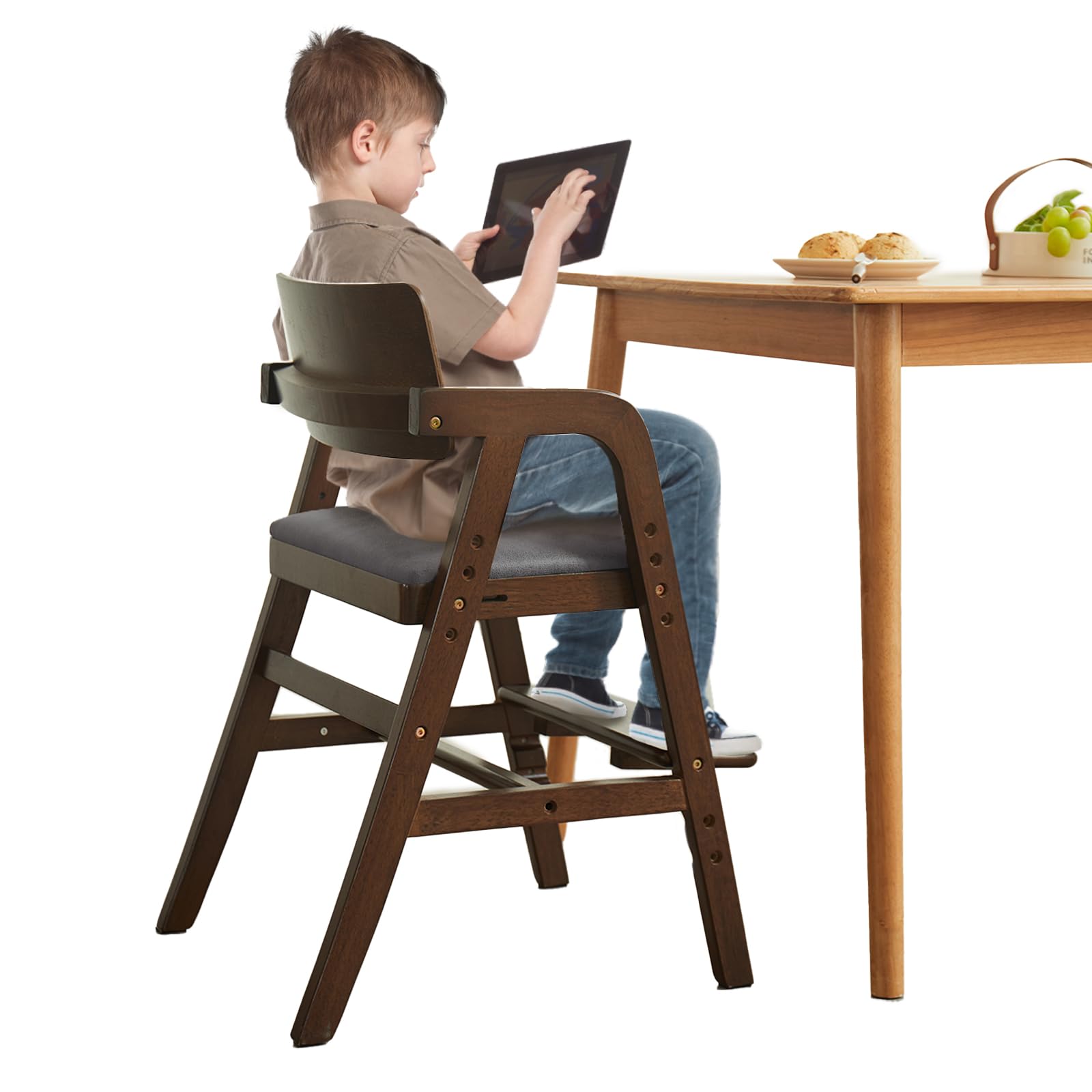 Solid Wood high Chairs for Toddlers,High Chair Grows with Kid for Dining