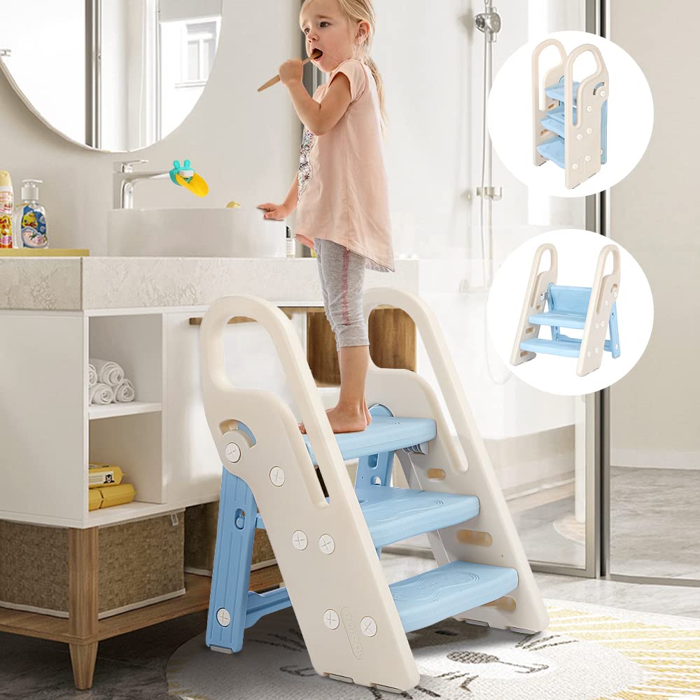 Foldable Toddler Step Stool for Bathroom Sink, Adjustable