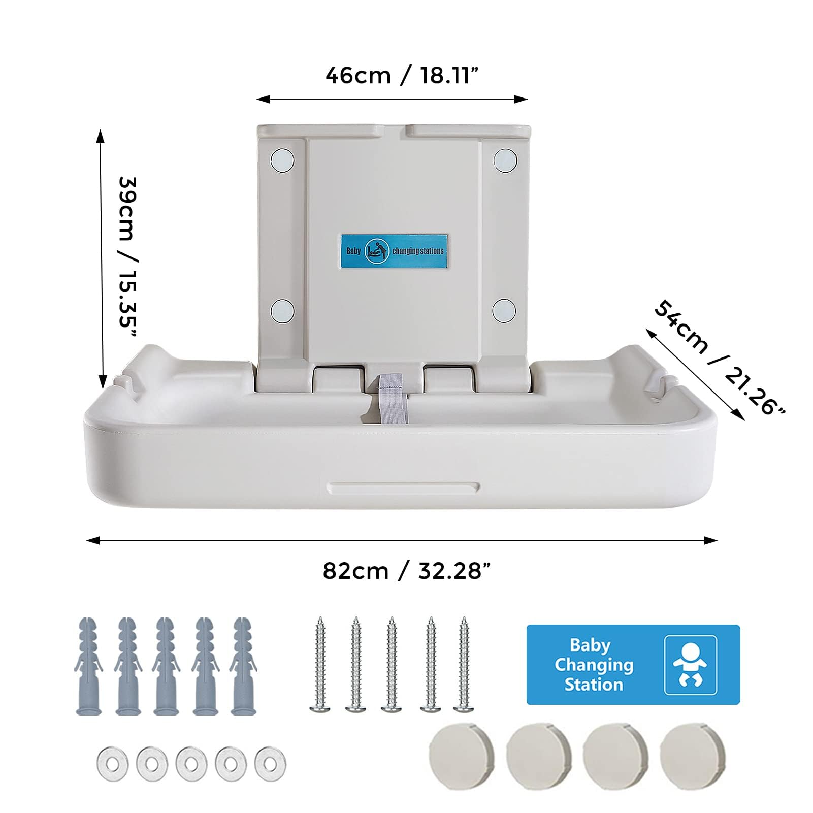 Wall Mounted Baby Changing Station Fold Down Diaper Changing Table