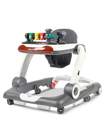 Music and Lights Baby Walker with Wheels, 6 in 1 Baby Activity Center w/Ergonomic