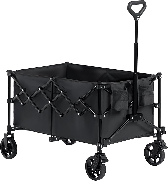 Foldable Canopy Wagon Garden Cart, Heavy Duty Outdoor Utility Collapsible Tool Cart