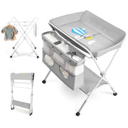 Portable Baby Changing Table with Wheels, 3-Level Adjustable Heights