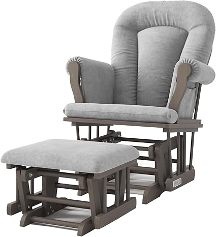 Cozy Glider Rocker and Ottoman Set, Padded Cushion