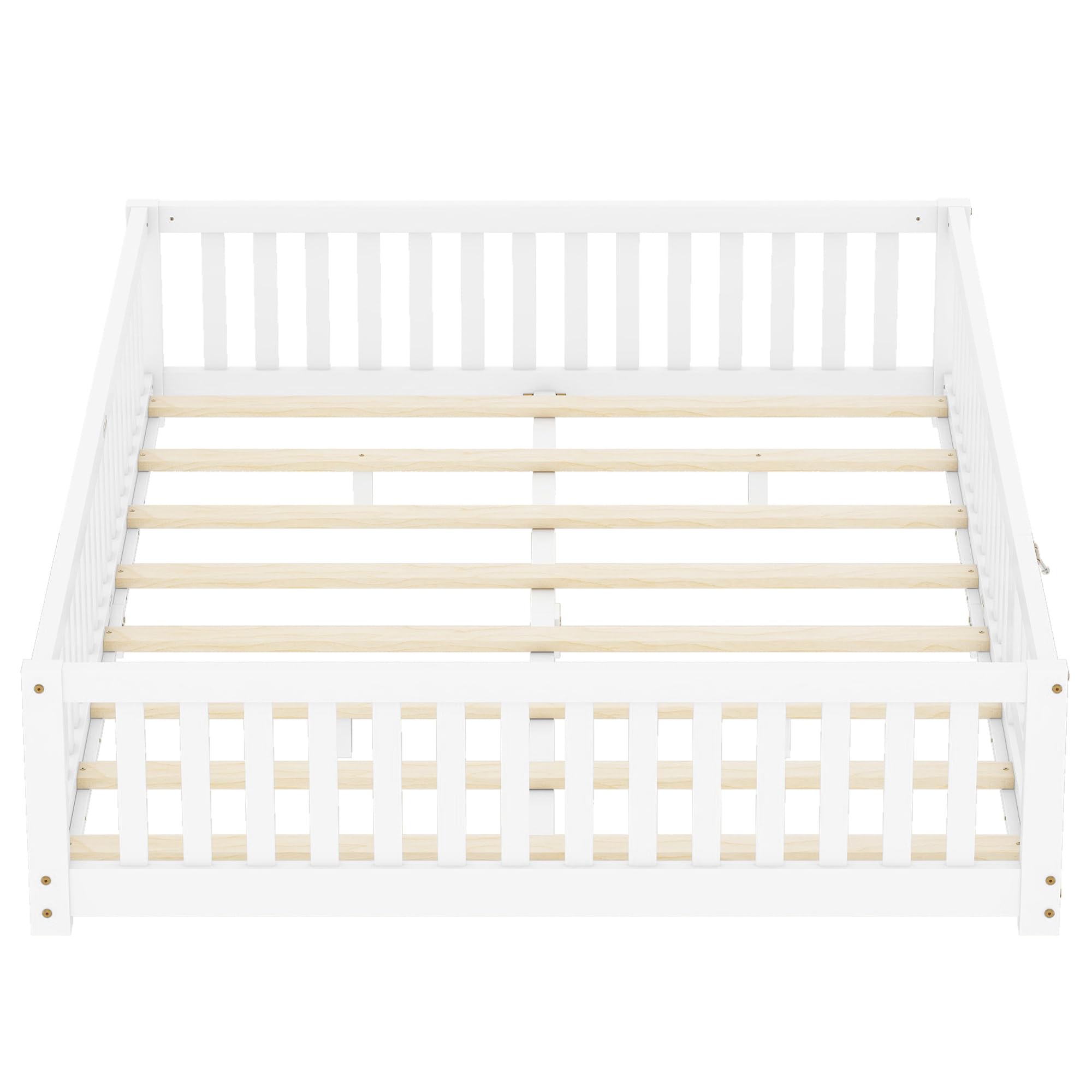 Queen Size Floor Bed for Kids with Door and Slats