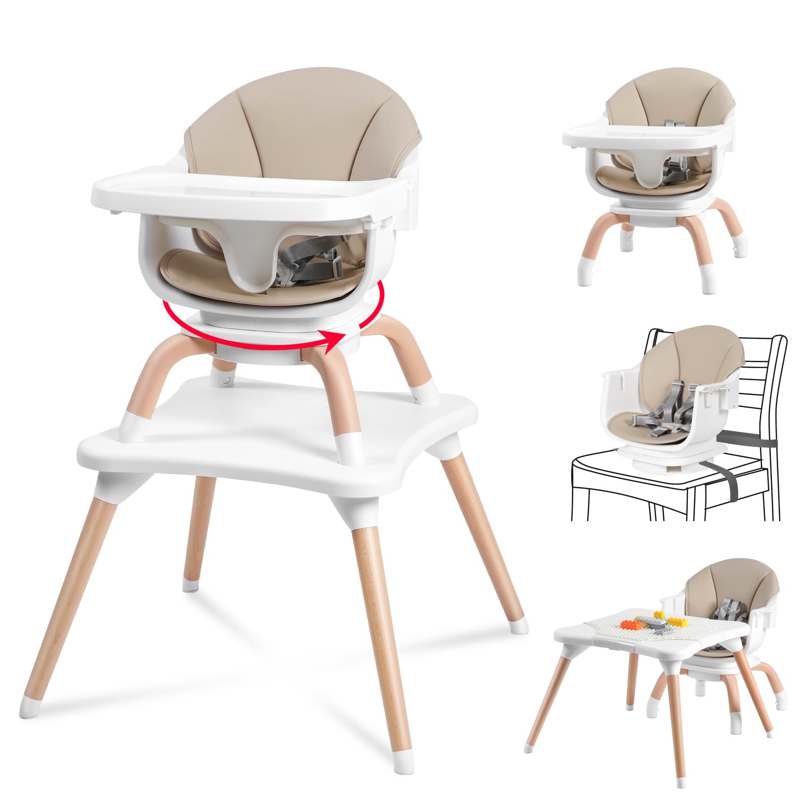 Baby High Chair, 7 in 1 Convertible High Chairs for Babies and Toddlers, Kids Learning