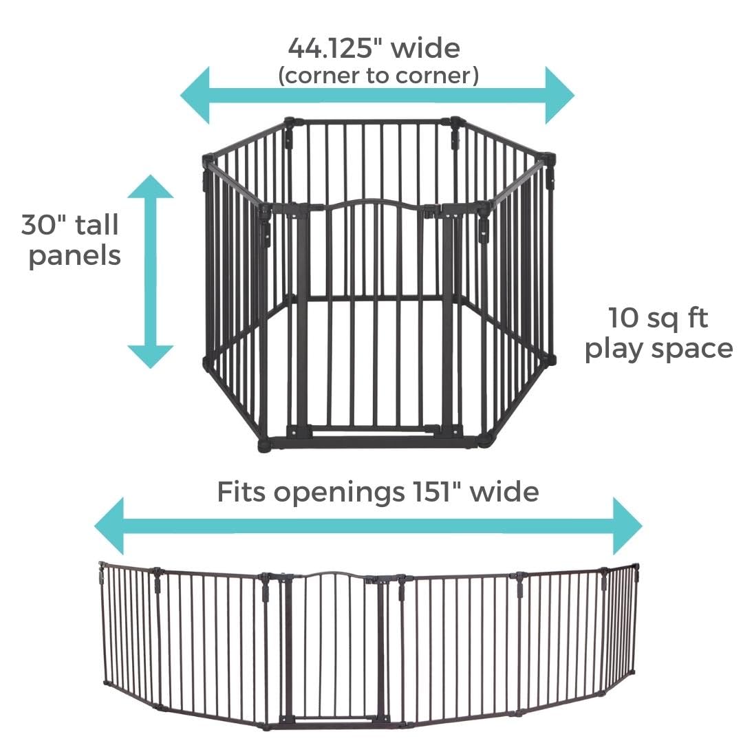 3-in-1 Metal Baby Play Yard 6 Panel Playpen Gate 30 Inches Tall