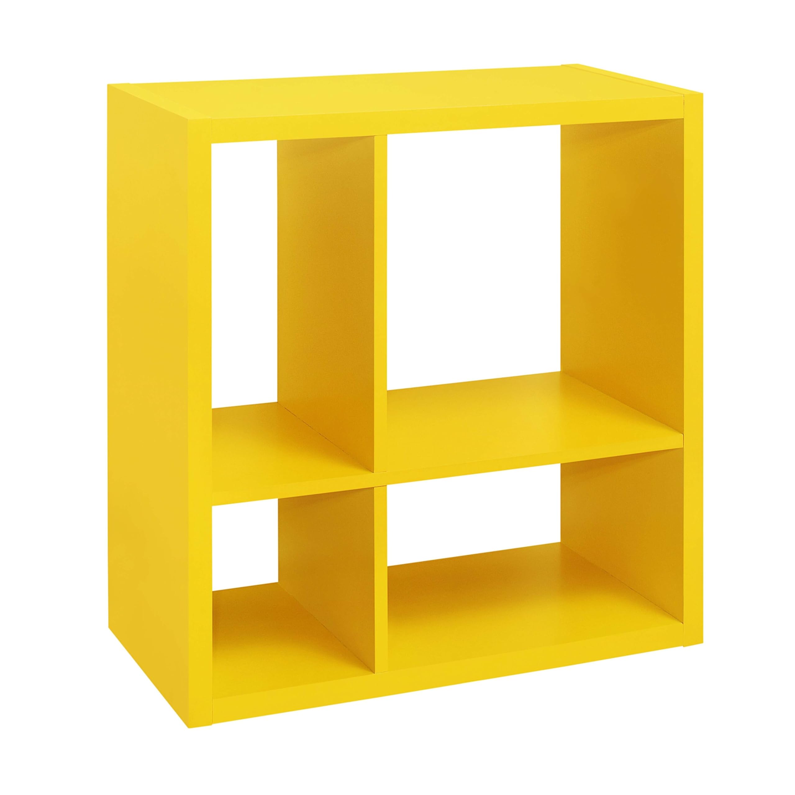 4-Cube Open Bookcase Kids Toy Storage Shelf Organizer (Yellow) Orange Wood