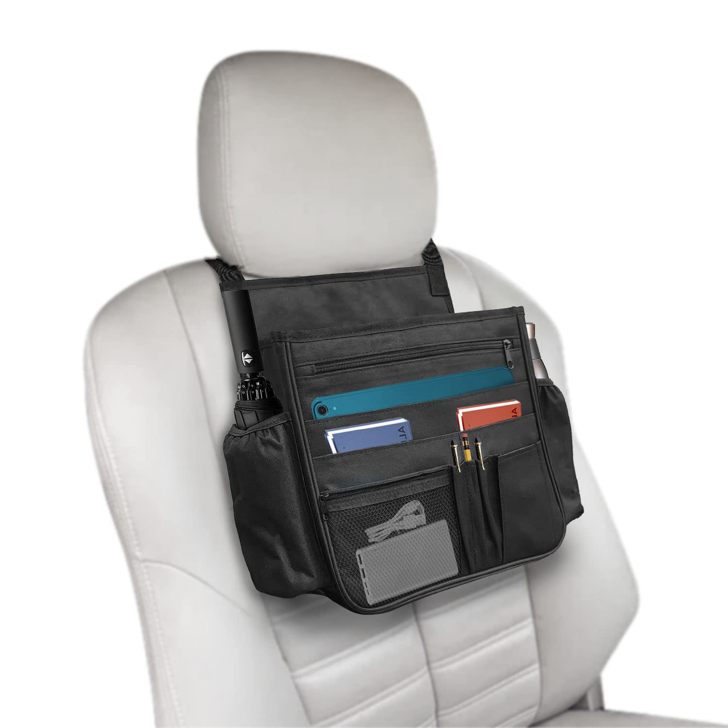 Car Front Seat Organizer with Laptop Pocket and Cup Holders