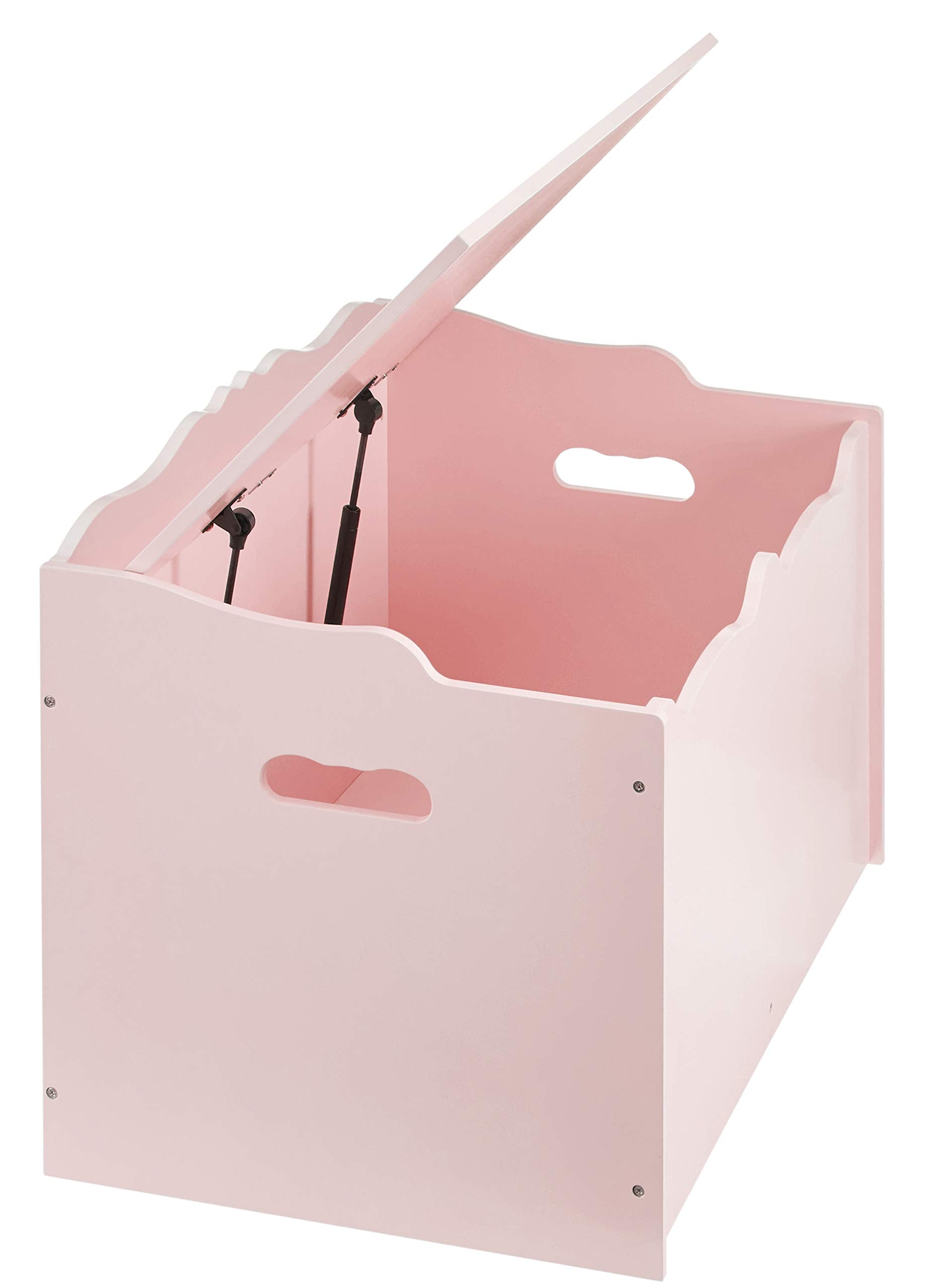 Wooden Toy Storage Chest with Safety Lid - Pink