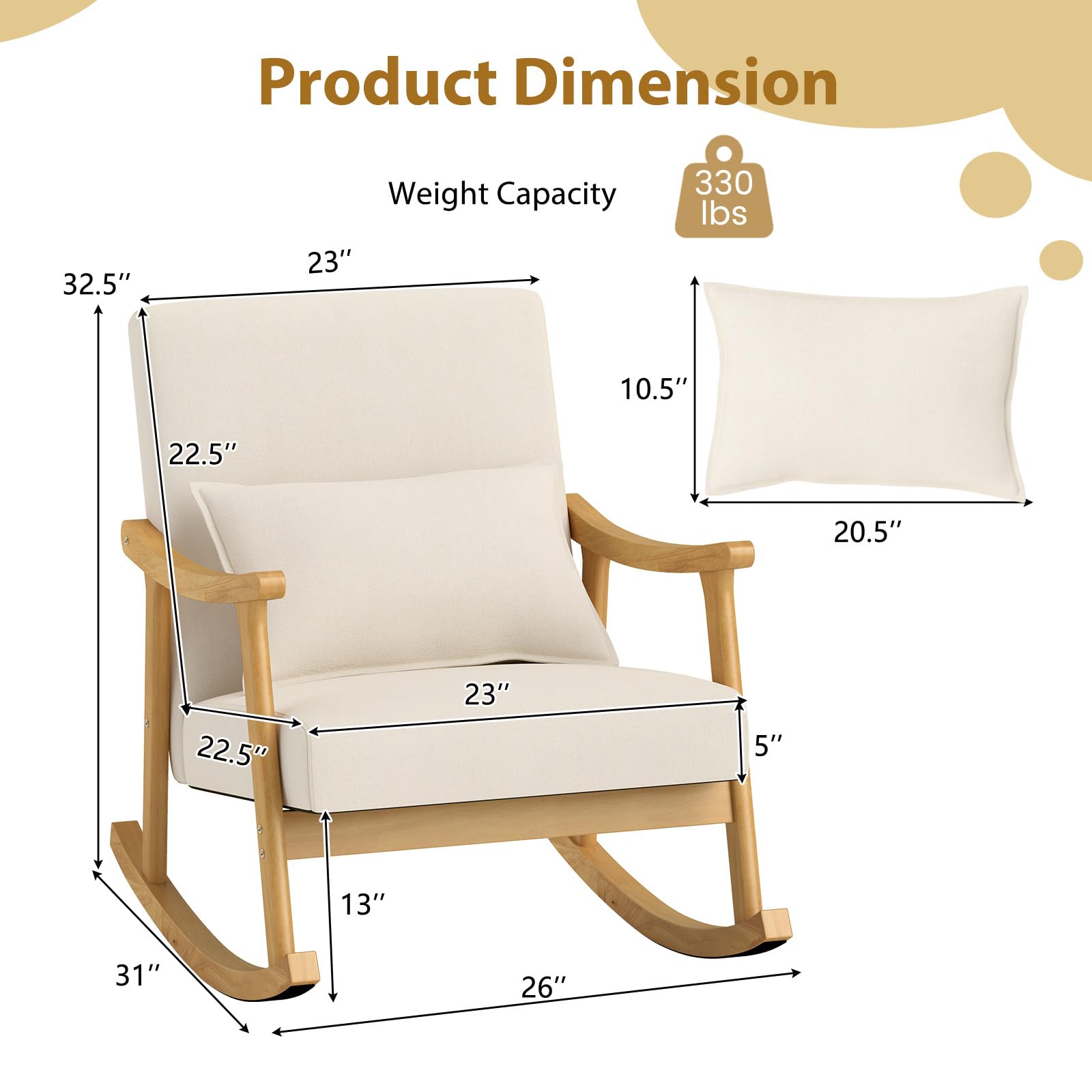 Nursery Rocking Chair with Lumbar Support