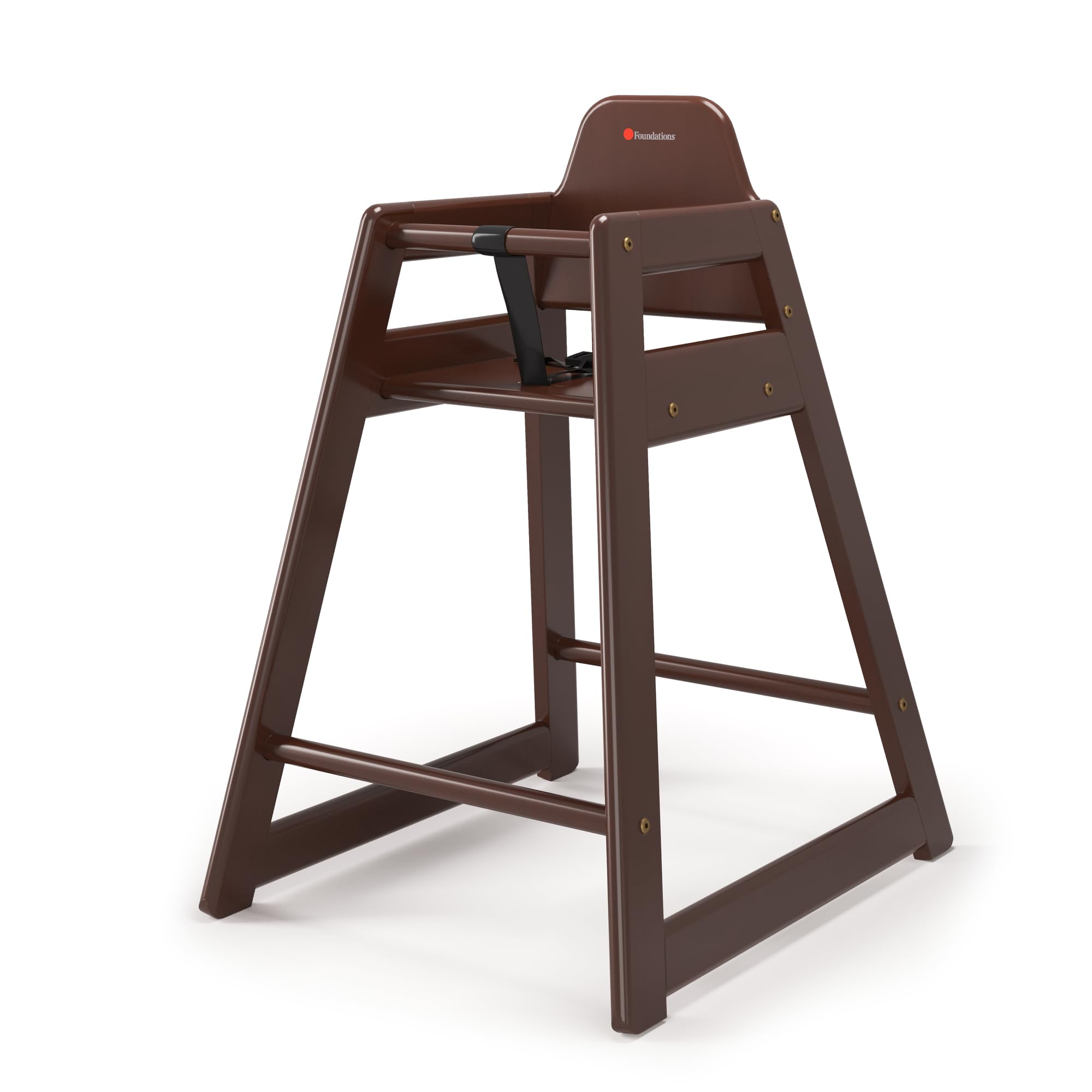 Wood Highchair for Restaurants, Easy to Clean, “No-tip” Feet, 3-point Safety Harness