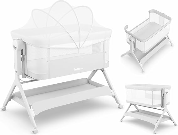 5 in 1 Baby Bassinet, Upgraded Rocking Bedside Sleeper with Wheels