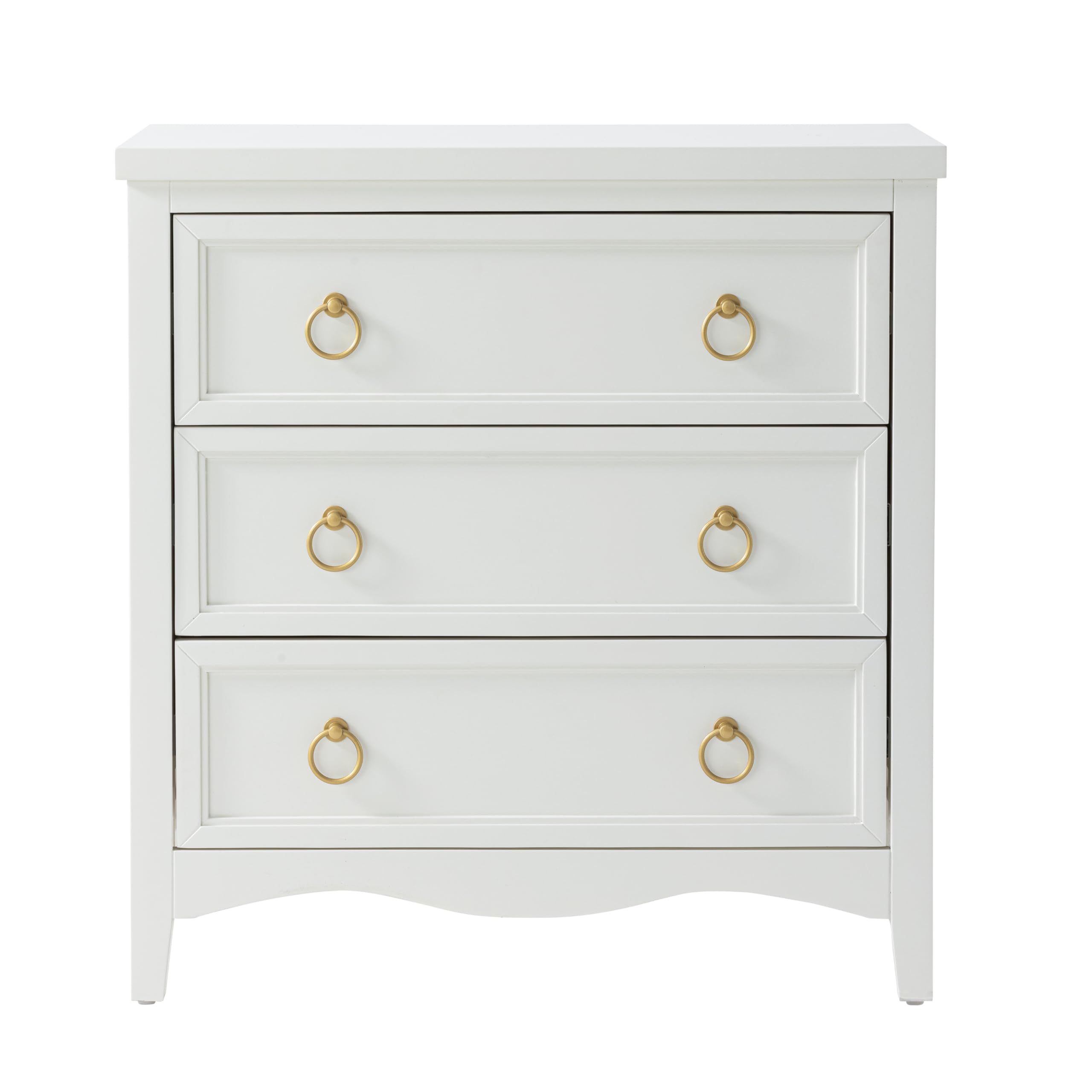 Farmhouse 3-Drawer Dresser Chest with Bronze Ring Handles