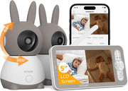 2K Split-Screen Baby Monitor, 5" Audio Baby Monitor with 2 Cameras
