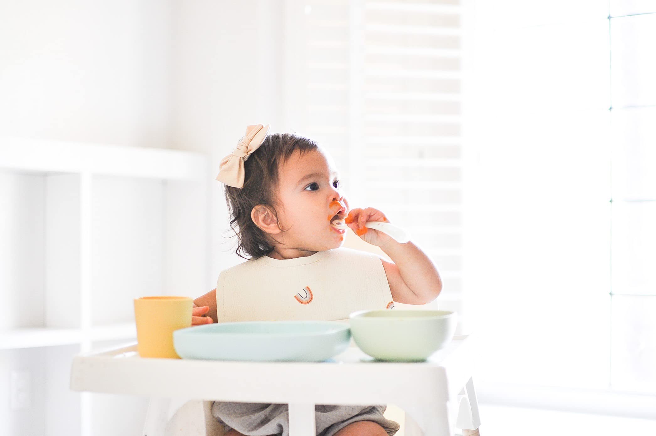 Silicone 4 Piece Baby Feeding Set, Suction Plates