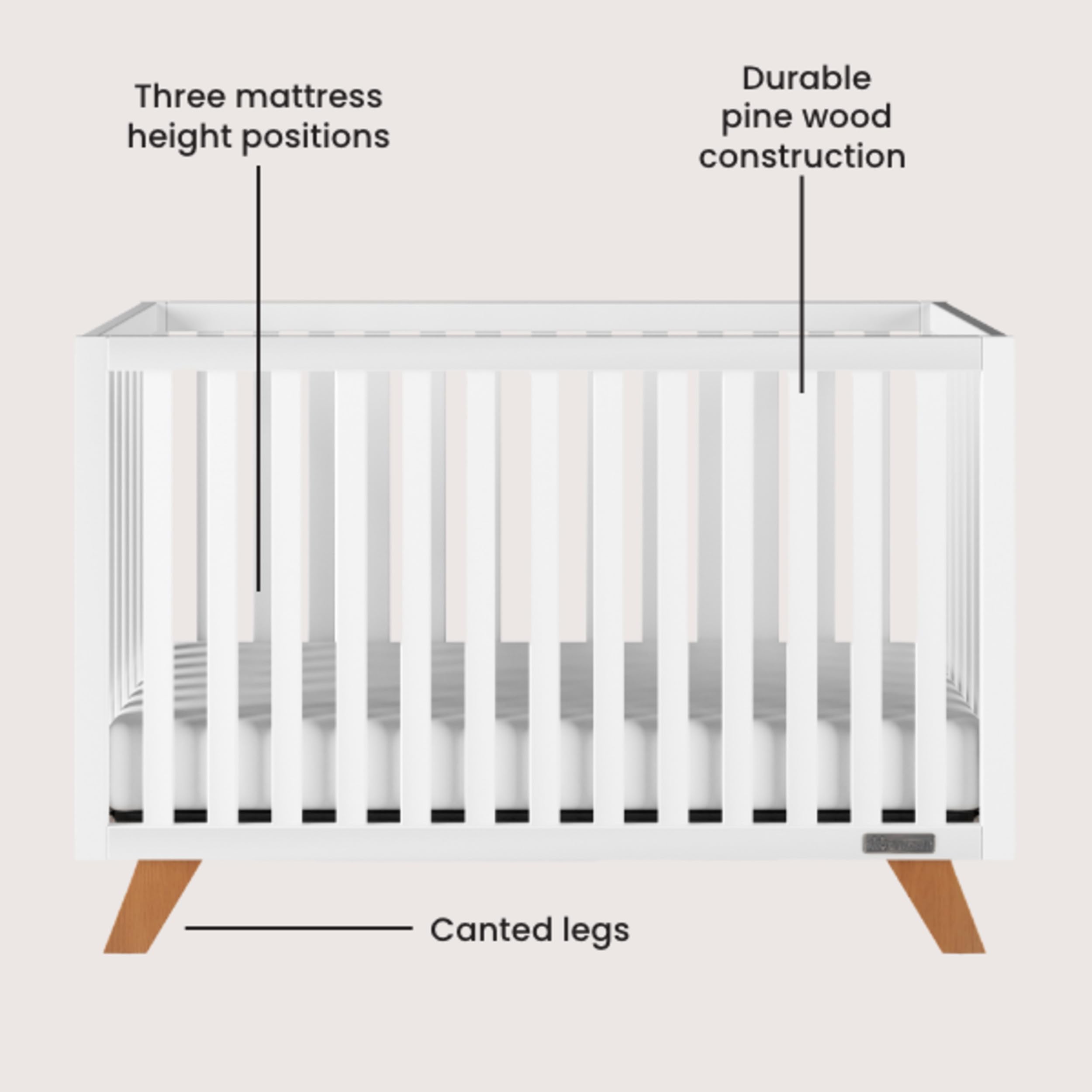 4-in-1 Convertible Crib Nursery Furniture Set with Dresser and Nightstand