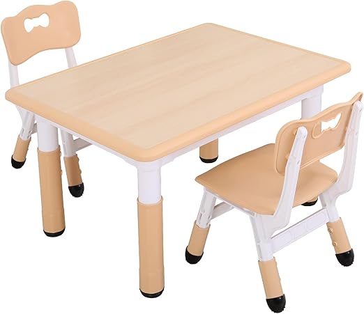Table and Chairs Set, Height Adjustable Toddler Study Table and Chairs